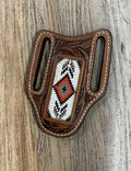 “ ARTHUR “ |  KNIFE SHEATH WESTERN TOOLED LEATHER  BEADED