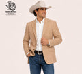 Khaki Men Western Sport Coat Suede By Iron Spur