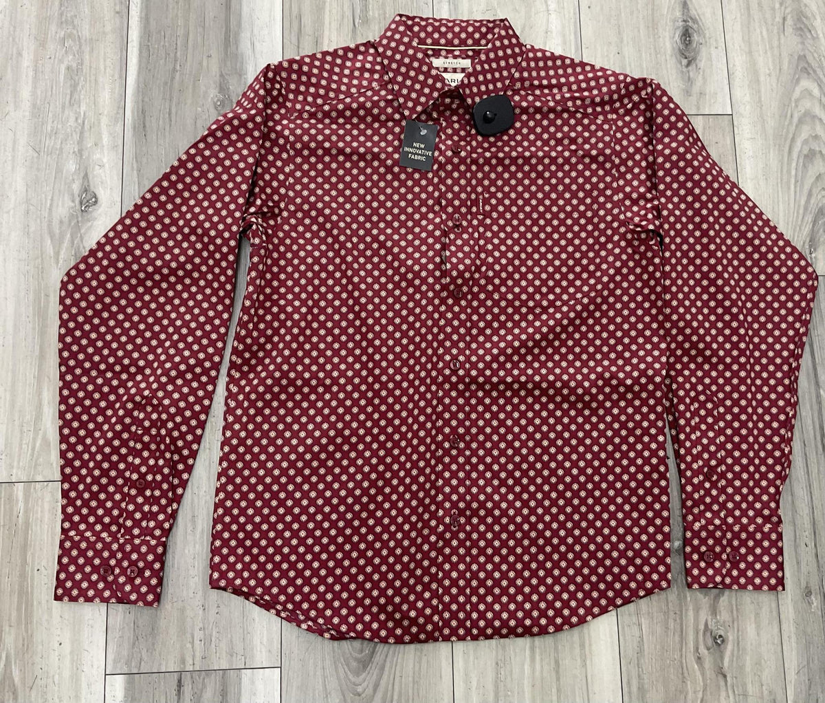 ARIAT MEN’S BIKING RED GEO PRINT LONG SLEEVE SHIRT |10079807