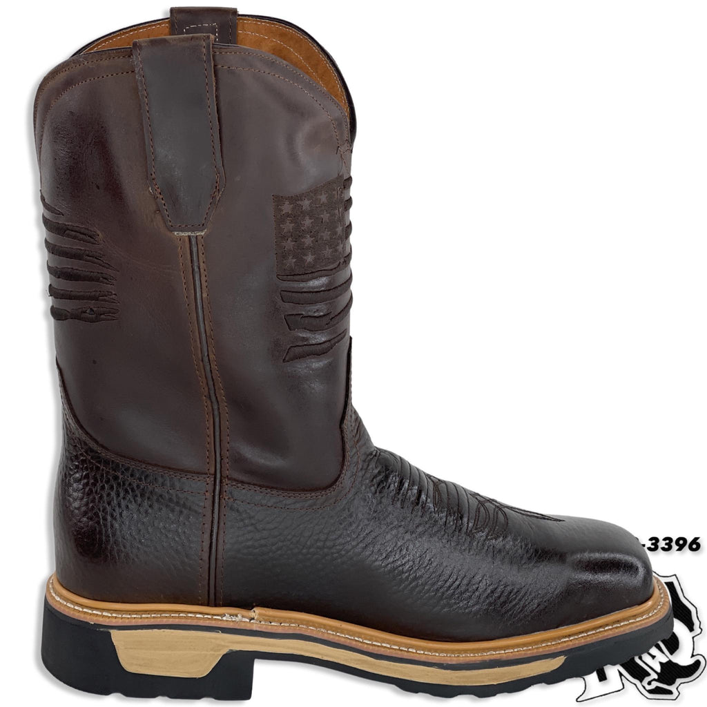 STEEL TOE | MEN SQUARE TOE WORK BOOT USA FLAG STYLE #1006980
