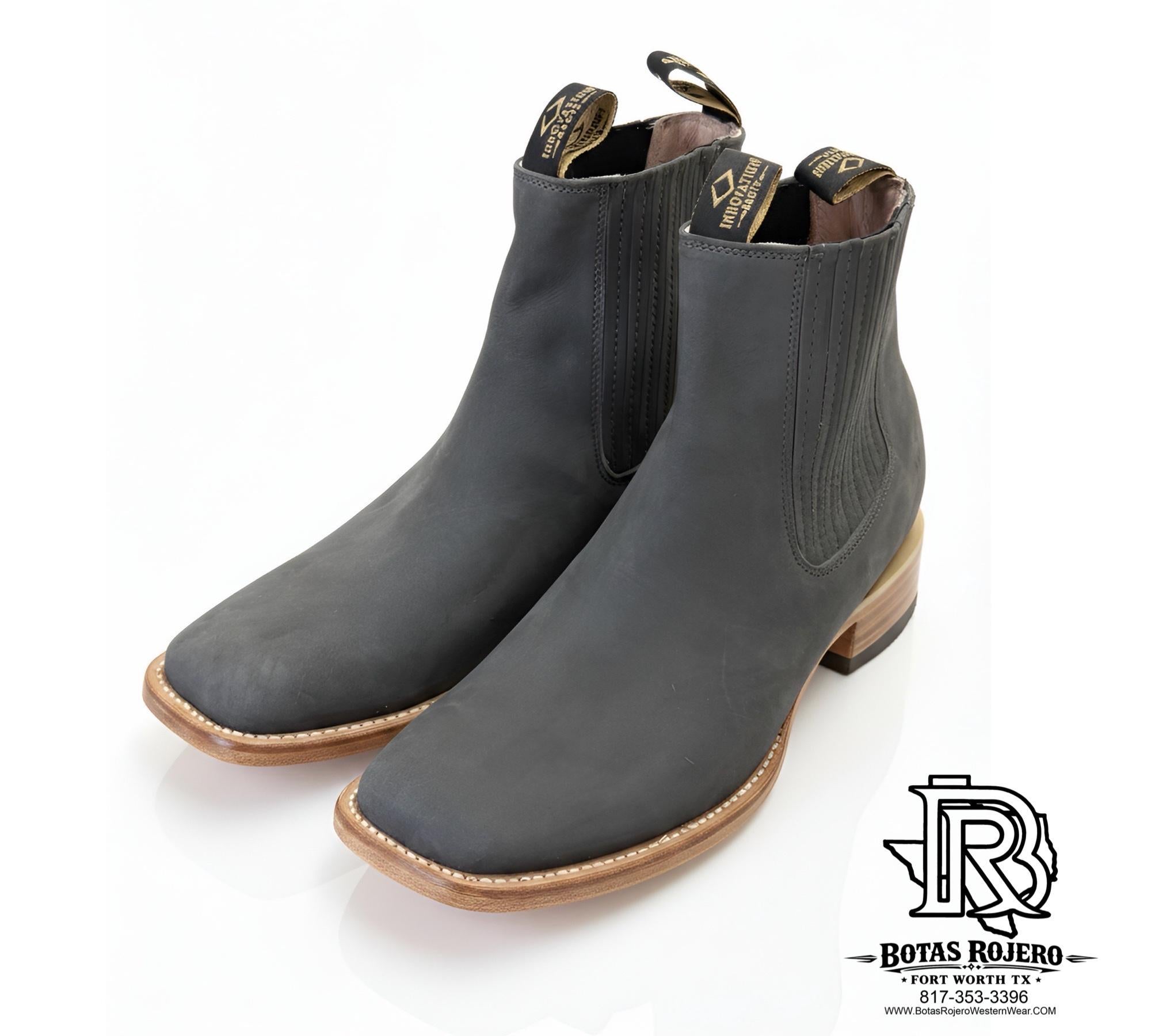 BOTIN CHARRO COLOR GRIS PUNTA CUADRADA