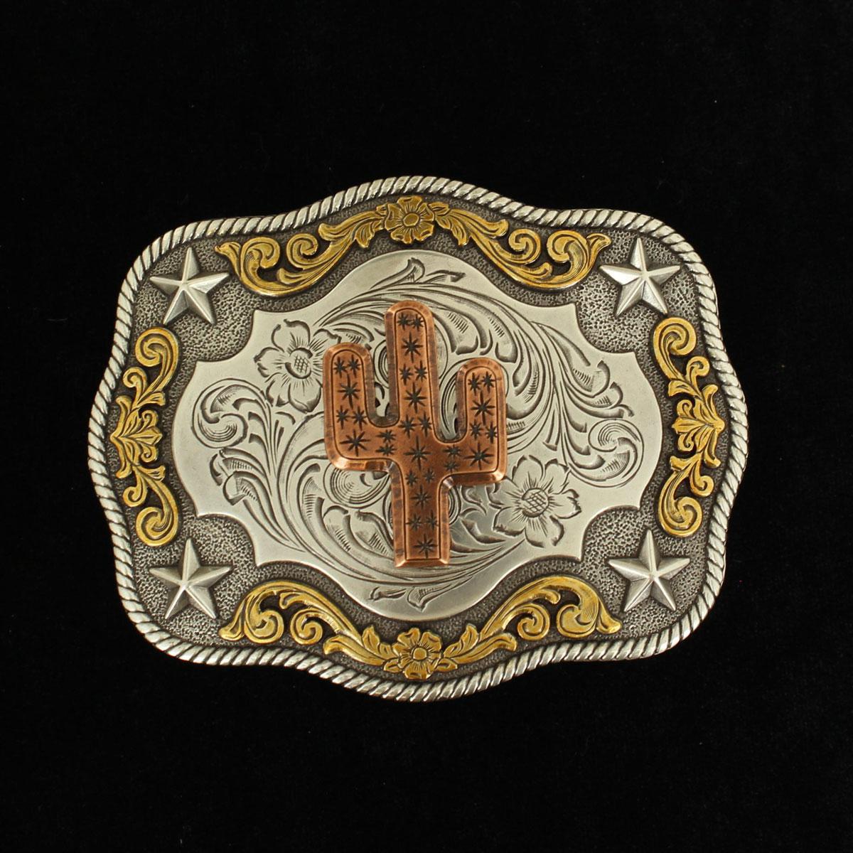 RECTANGLE ROPE EDGE COPPER CACTUS BUCKLE 37400