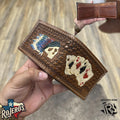 “ Timothy “ | MEN WALLET BI FOLD CARD FEATHER HAND TOOLED