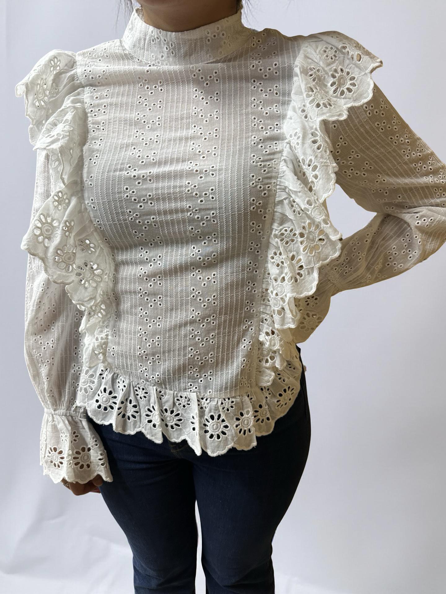 SARA IVORY RUFFLE TOP