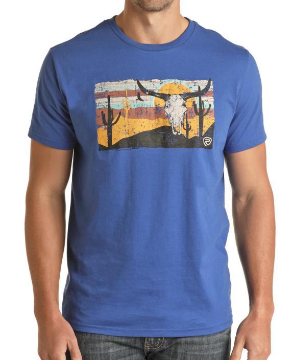 MEN'S ROCK & ROLL TEE WITH LONGHORN GRAPIC ROYAL |RRMT21RZMC