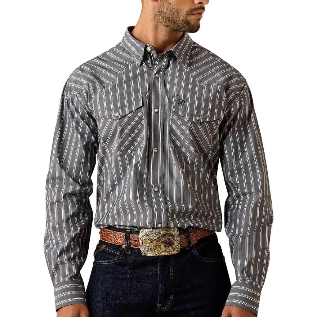Ariat Men's Pro Series Theron Grey Stripe Pearl Snap Shirt| 10071725