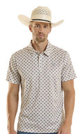ROCK & ROLL MEN’S NATURAL MINI AZTEC GEO PRINTED POLO | BM51T08711