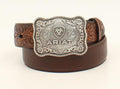 Ariat® Boy's 1/4" Flower Tooled Brown Belt |A1301002
