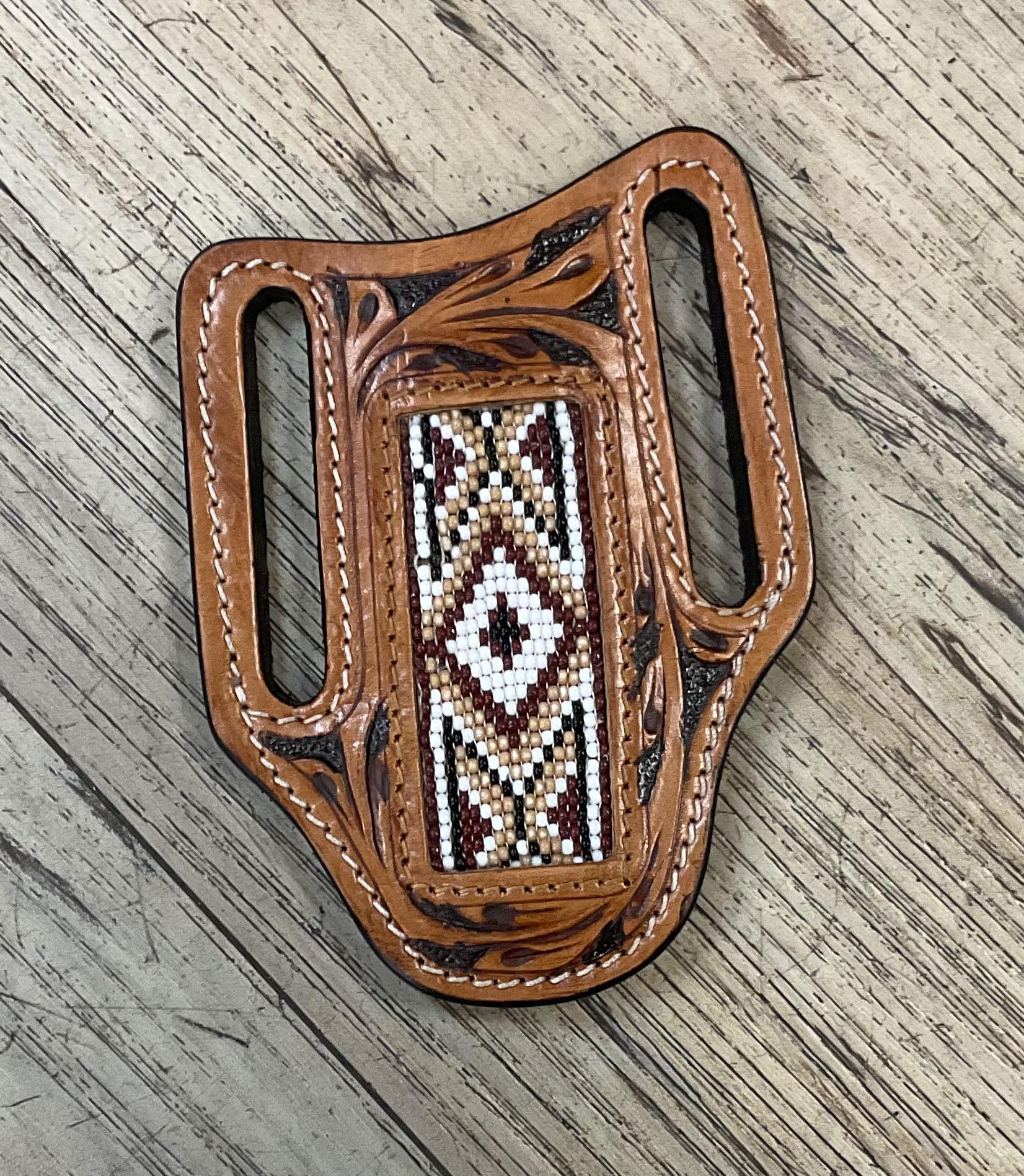 “ MANNY “ |  KNIFE SHEATH WESTERN TOOLED LEATHER   | IRON SPUR