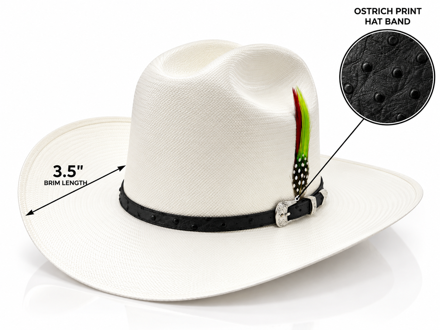 Sinaloa 3.5 inch | Iron Spur Western Straw Hat with Feather