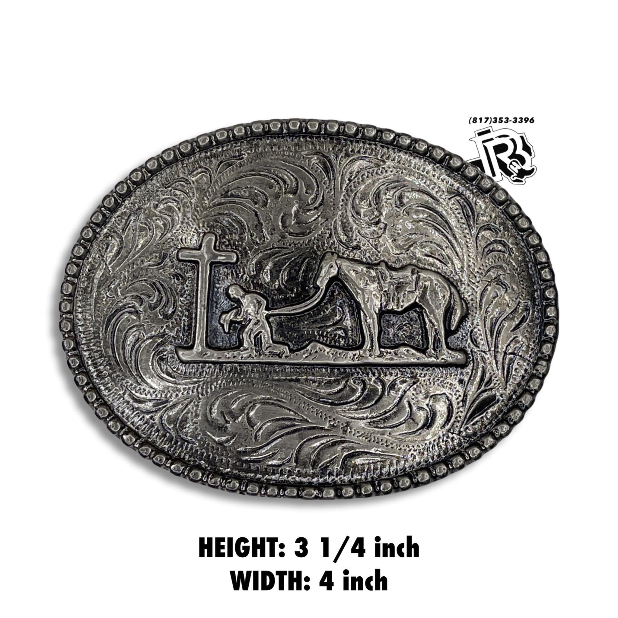 “ Cross & Horse “ | MEN WESTERN BELT BUCKLE SQUARE