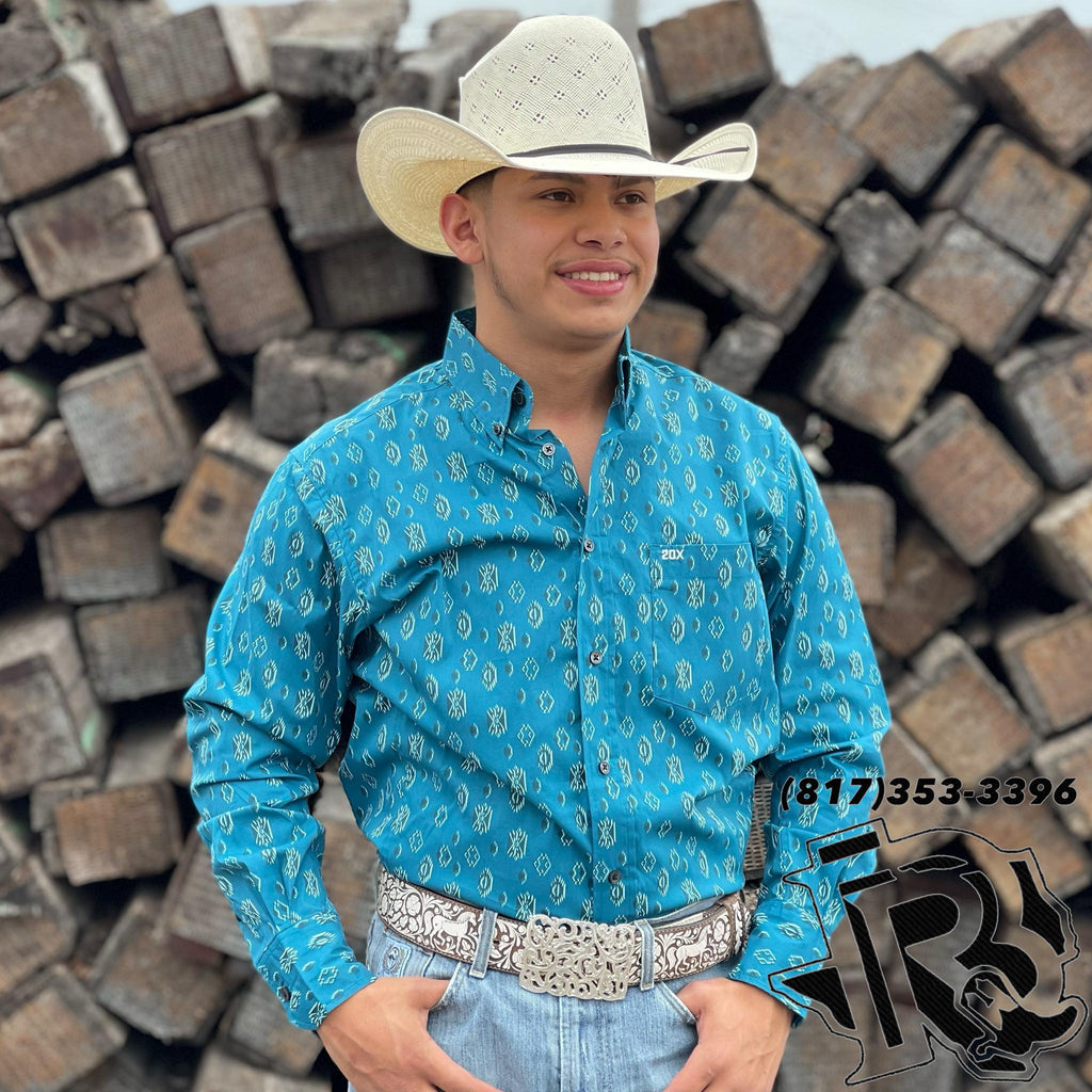 MEN'S WRANGLER® 20X® COMPETITION PERFORMANCE LONG SLEEVE BUTTON DOWN PRINT SHIRT