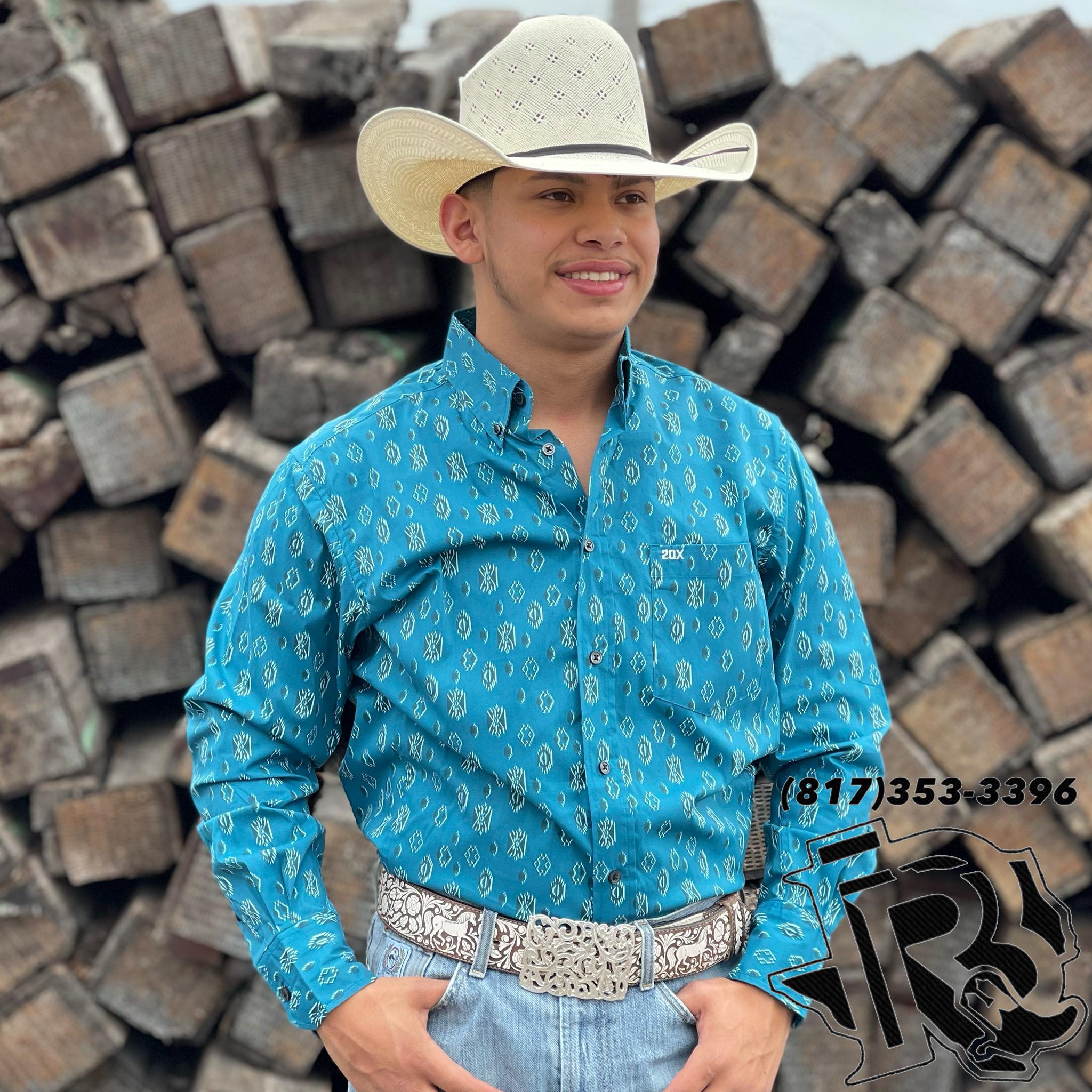 MEN'S WRANGLER® 20X® COMPETITION PERFORMANCE LONG SLEEVE BUTTON DOWN PRINT SHIRT