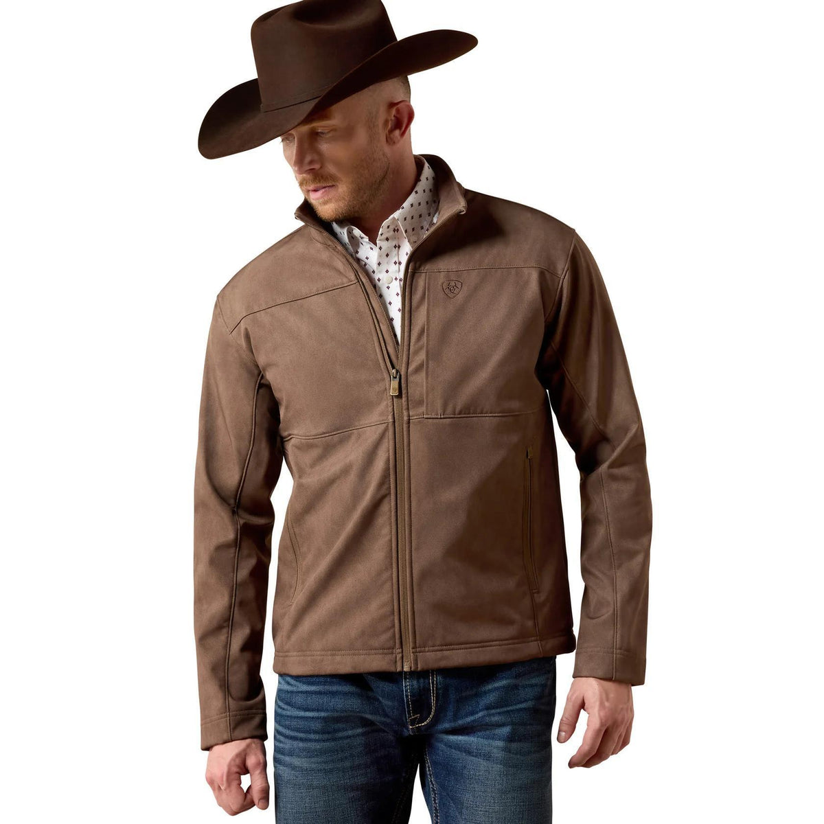 Ariat Men's Vernon Wren Faux Leather Print Softshell Jacket |10079404