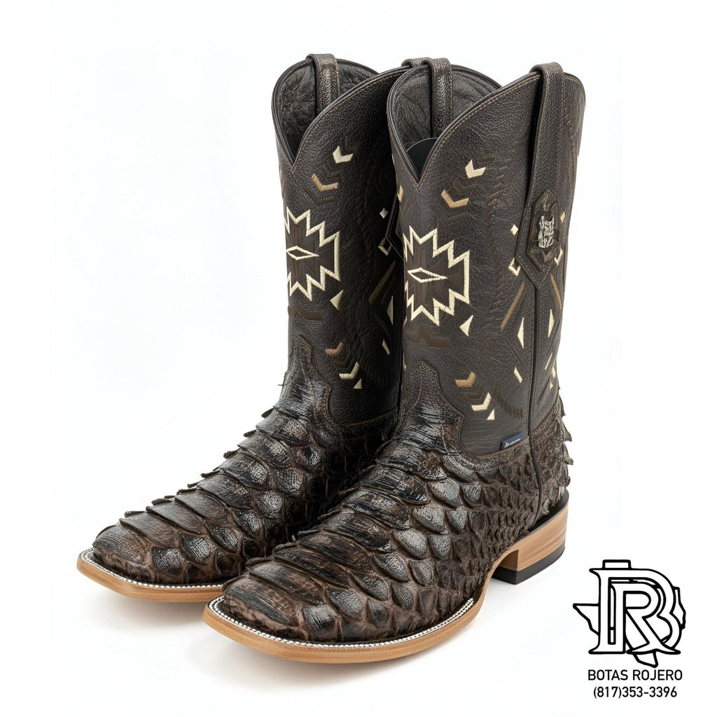 ‘’CHARLIE ’’ MENS BROWN  PYTHON PRINTED BOOTS