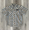 ROCK & ROLL BOY’S SERAPE STRIPE PRINTED DARK BROWN SHORT SLEEVE SHIRT | BBN3S08306