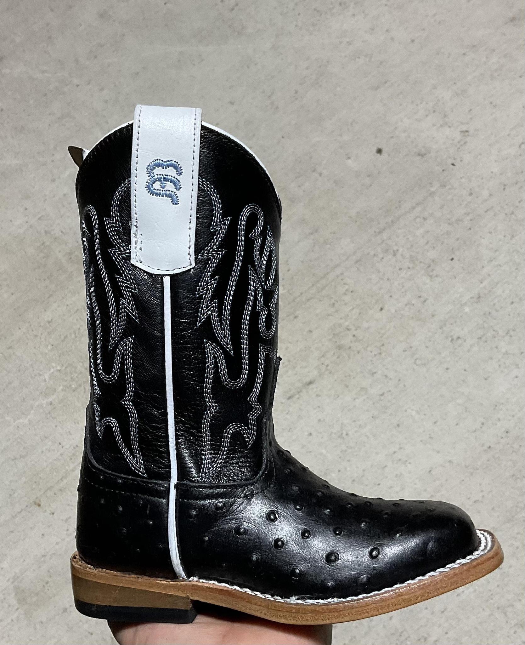 “ Israel “ | Anderson Bean Kids Black  Ostrich Print Boots | ABK3015