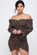 Floral Smocked Off The Shoulder Bodycon Dress