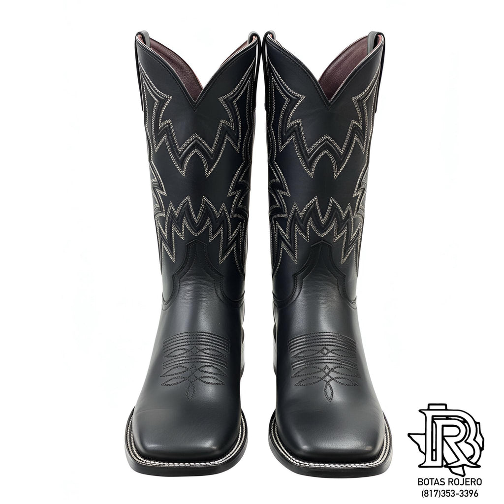“ CASEY CALF BLACK “ | IRON SPUR WESTERN BOOTS BLACK