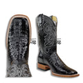 CAIMAN BELLY ORIGNAL BLACK | MEN WESTERN SQUARE TOE BOOTS ARANGO