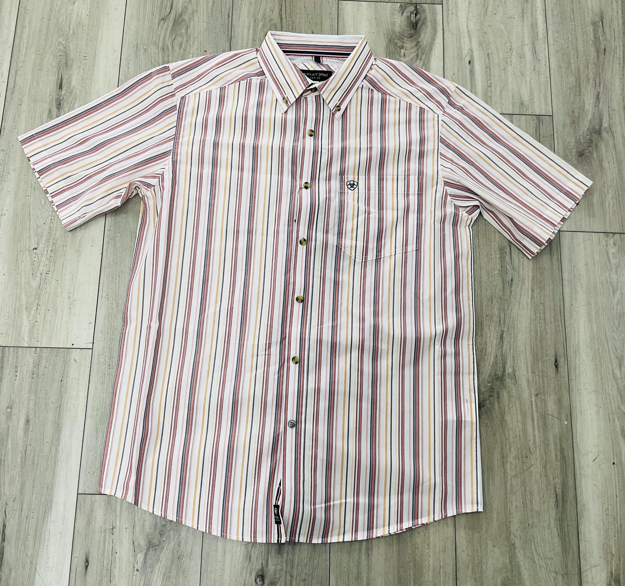 ARIAT MEN’S PRO NEIL KEY LARGO BLUE STRIPE SHORT SLEEVE | 10073597