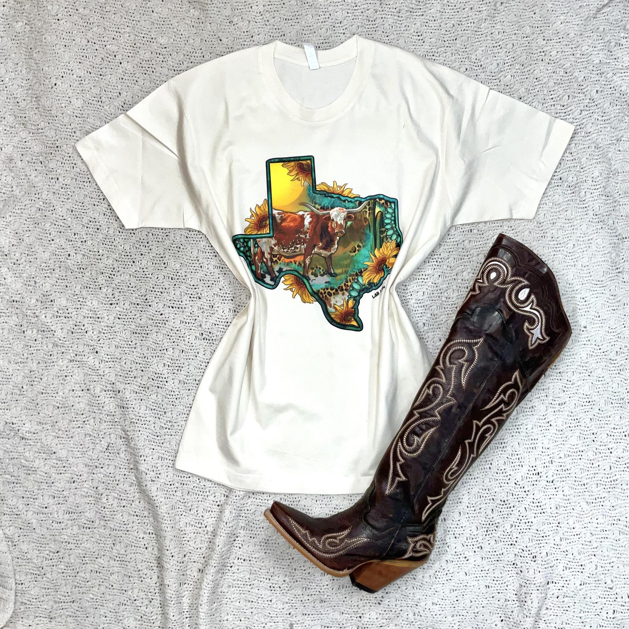 "Texas long horn" white T shirt