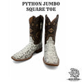 “ FRANK “ | JUMBO ORIGINAL PYTHON NATURAL MEN SQUARE TOE WESTERN BOOT
