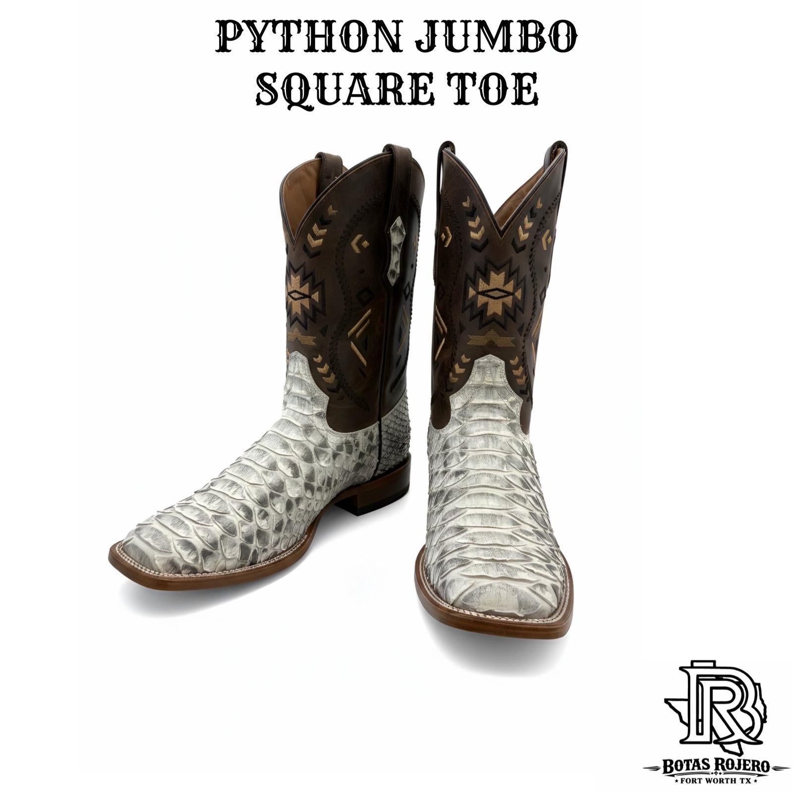 “ FRANK “ | JUMBO ORIGINAL PYTHON NATURAL MEN SQUARE TOE WESTERN BOOT
