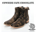BOTIN CHARRO COLOR CAFE Y CHOCOLATE PELO DE RES PUNTA CUADRADA