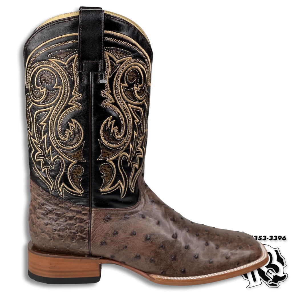 -OSTRICH TABACO ORIGNAL | MEN WESTERN SQUARE TOE BOOT ARANGO