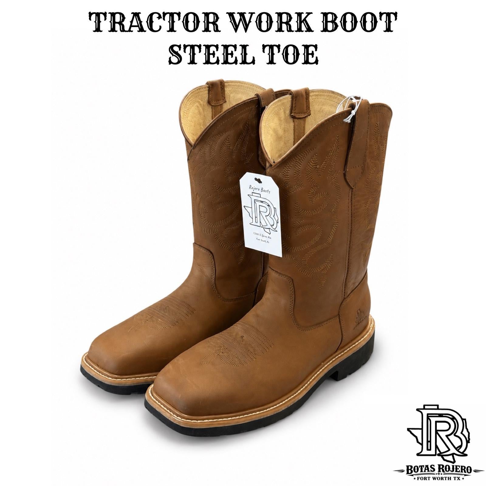 STEEL TOE | LIGHT TAN MEN WESTERN WORK BOOTS STYLE : 602
