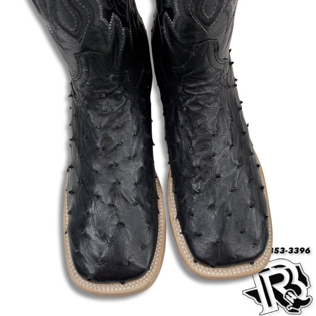 ORIGINAL OSTRISH | MEN BLACK WESTERN SQUARE TOE BOOTS