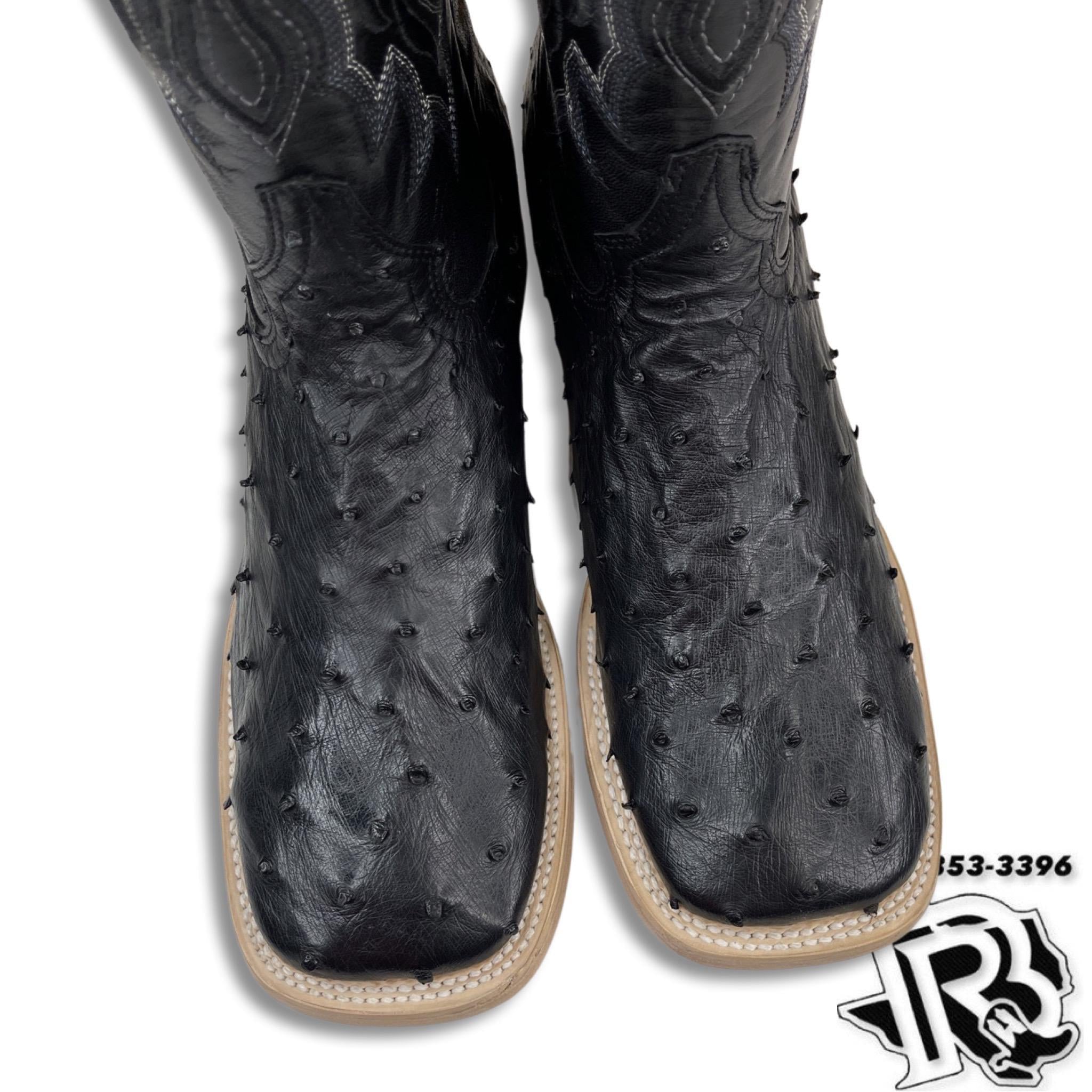 ORIGINAL OSTRISH | MEN BLACK WESTERN SQUARE TOE BOOTS