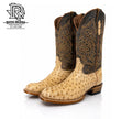 CUTTER TOE “ ROLANDO “ MEN’S ORIGINAL OSTRICH TAN MEN WESTERN BOOTS