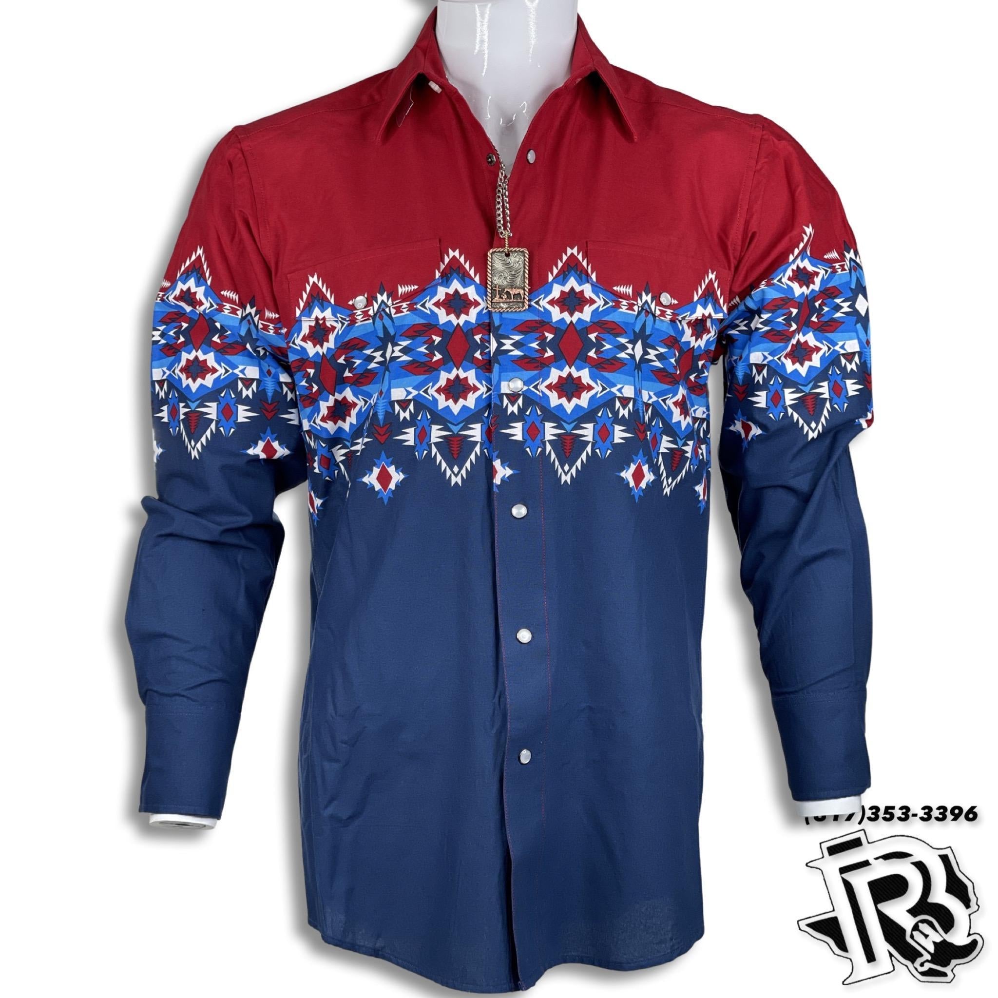 RED AZTEC | MEN’S LONG SLEEVE WESTERN SHIRT