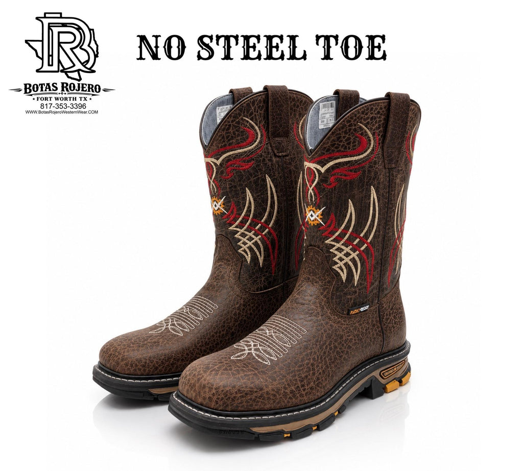 “ Crossfire “ NO STEEL TOE | MEN WESTERN WORK BOOT BROWN SQUARE TOE