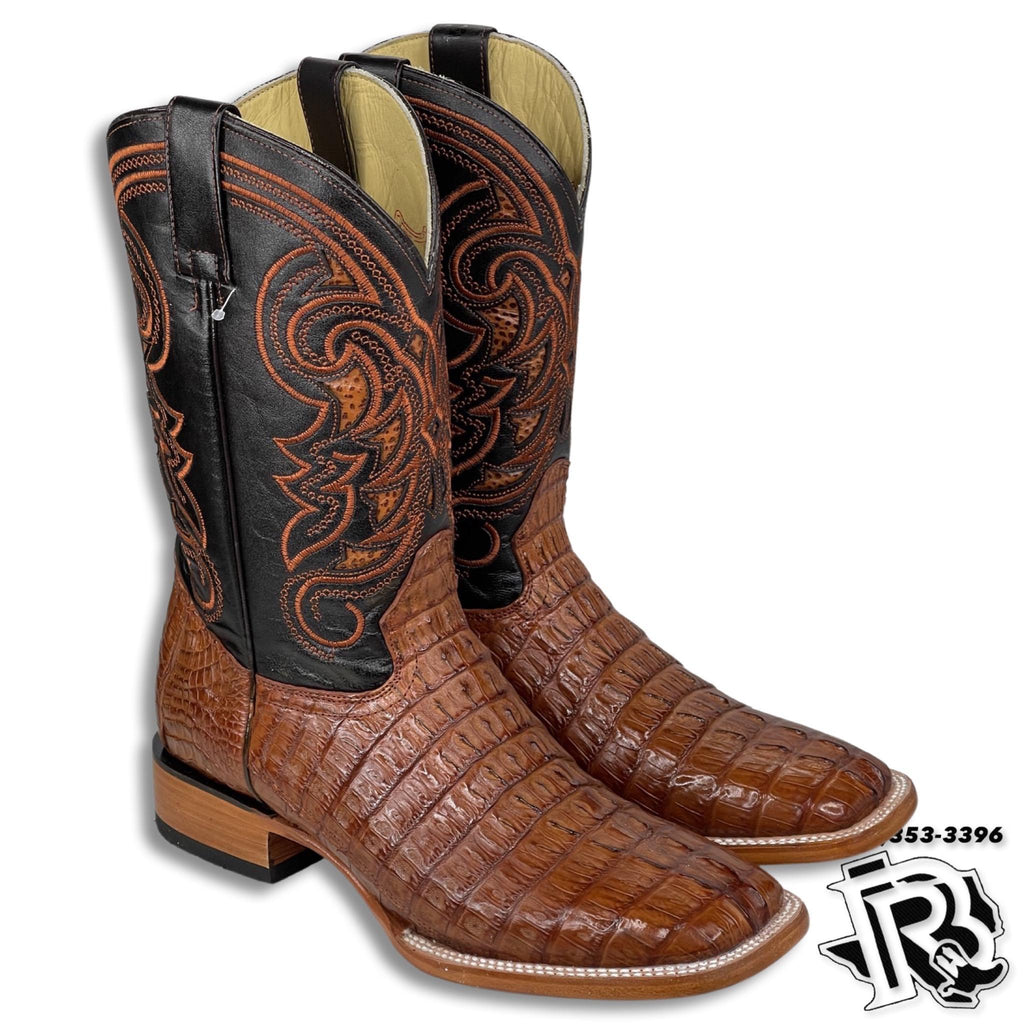ORIGNAL -CAIMAN TAIL COGNAC | MEN’S SQUARE TOE BOOTS ARANGO
