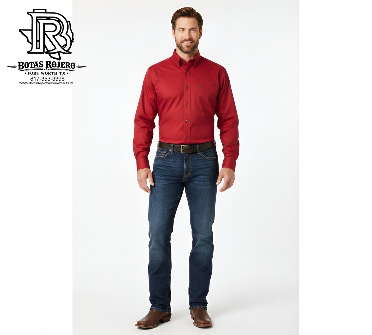 ARIAT MEN'S SOLID RED TWILL SCARLET SAGE LONG SLEEVE SHIRT |10079475