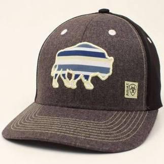 ARIAT MENS BUFFALO STRIPED CAP CHARCOAL