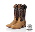 MEN COGNAC SQUARE TOE WESTERN BOOTS SIZE 9US
