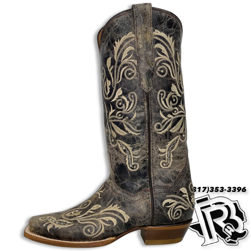 WOMEN BOOTS |WILD FLOWERS STITCHED SQUARE TOE STYLE #115342
