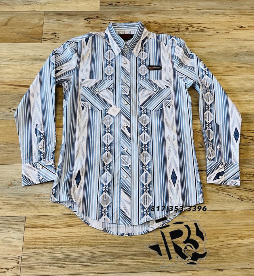 Men’s long sleeve Aztec stripe snap navy Rock & roll | BMN2S02158