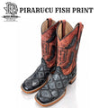 “ ENI “  PRINT PIRARUC FISH BOOT ENI MEN SQUARE TOE WESTERN BOOTS