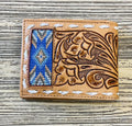 “ ALEXANDER  “ | IRON SPUR WESTERN CO. MEN BI FOLD WESTERN TOOLED LEATHER WALLET BEADED