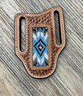 “ PAUL “ |  KNIFE SHEATH WESTERN TOOLED LEATHER  BEADED | IRON SPUR