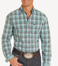 MENS PANHANDLE LONG SLEEVE TURQUOISE SHIRT | RMB2S04580