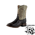 KIDS CAIMAN PRINT | BROWN SQUARE TOE BOOTS