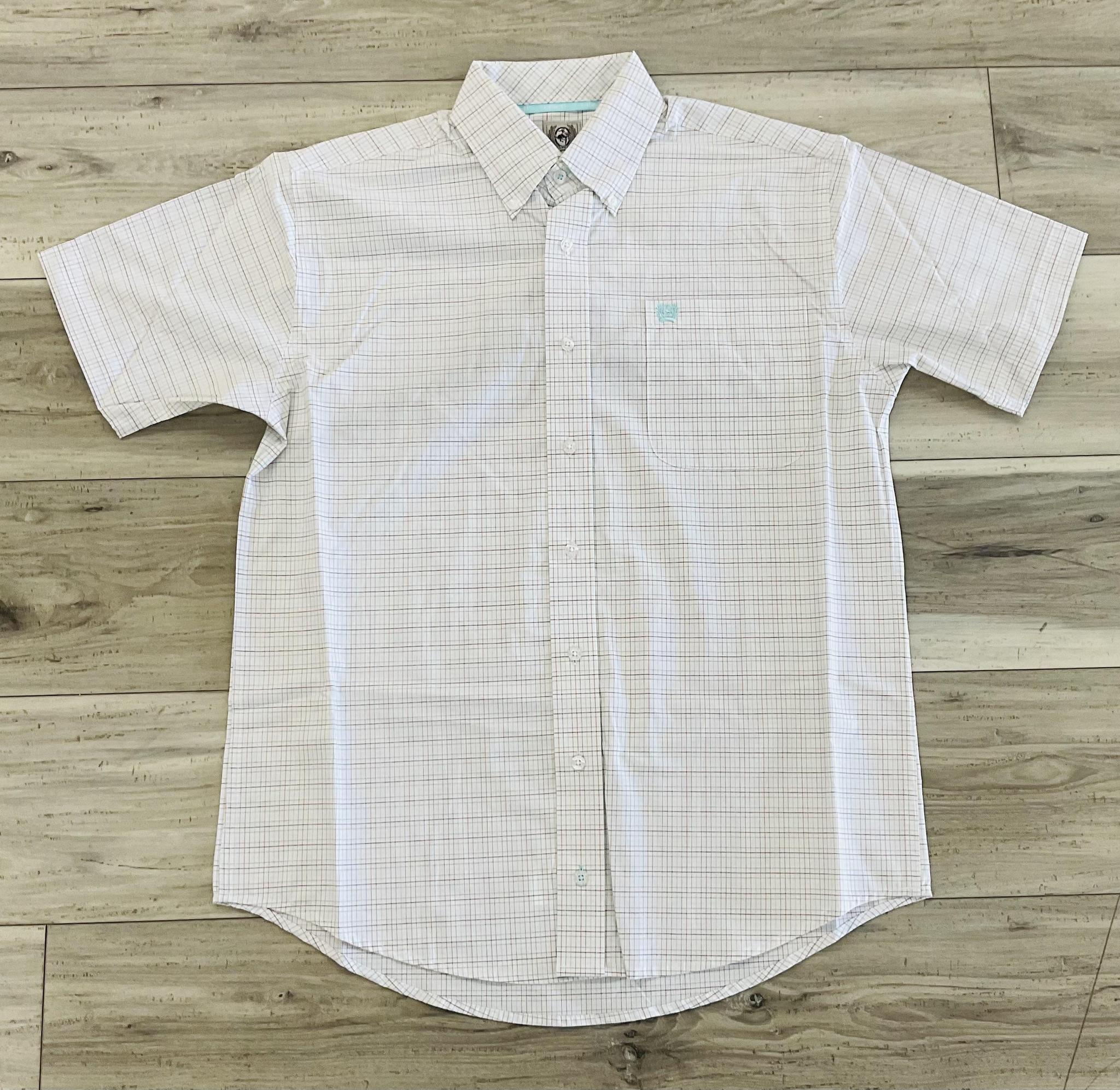 CINCH MEN’S SHORT SLEEVE PLAID WHITE SHIRT | MTW111151