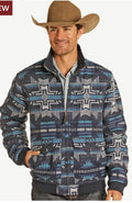 MENS ROCK & ROLL NAVY JACQUARD BOMBER JACKET |BM92C04333