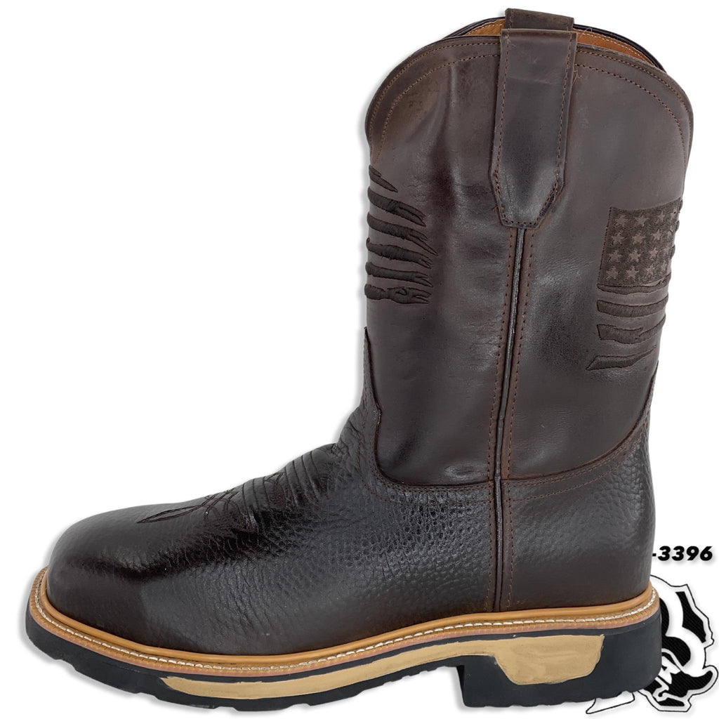 STEEL TOE | MEN SQUARE TOE WORK BOOT USA FLAG STYLE #1006980